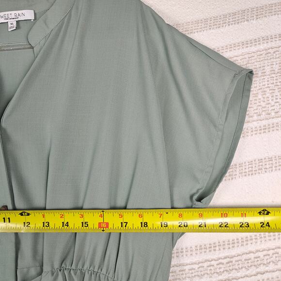 Sweet Rain Green Button Front Tie Waist Blouse Women’s XL NEW - Picture 4 of 9